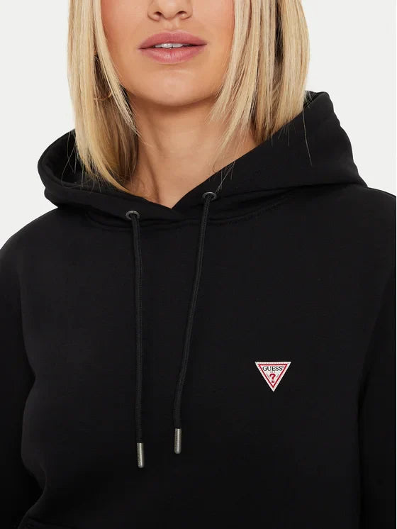 Guesss Embroidered Triangle Logo Womens Pullover Hoodie - Burgundy