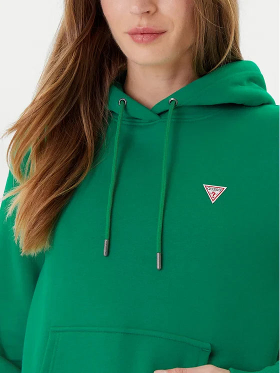 Guesss Embroidered Triangle Logo Womens Pullover Hoodie - Burgundy