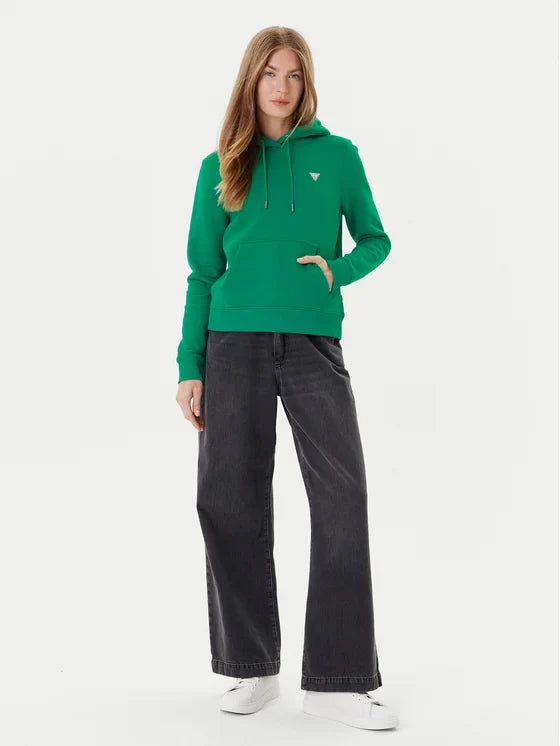 Guesss Embroidered Triangle Logo Womens Pullover Hoodie - Burgundy