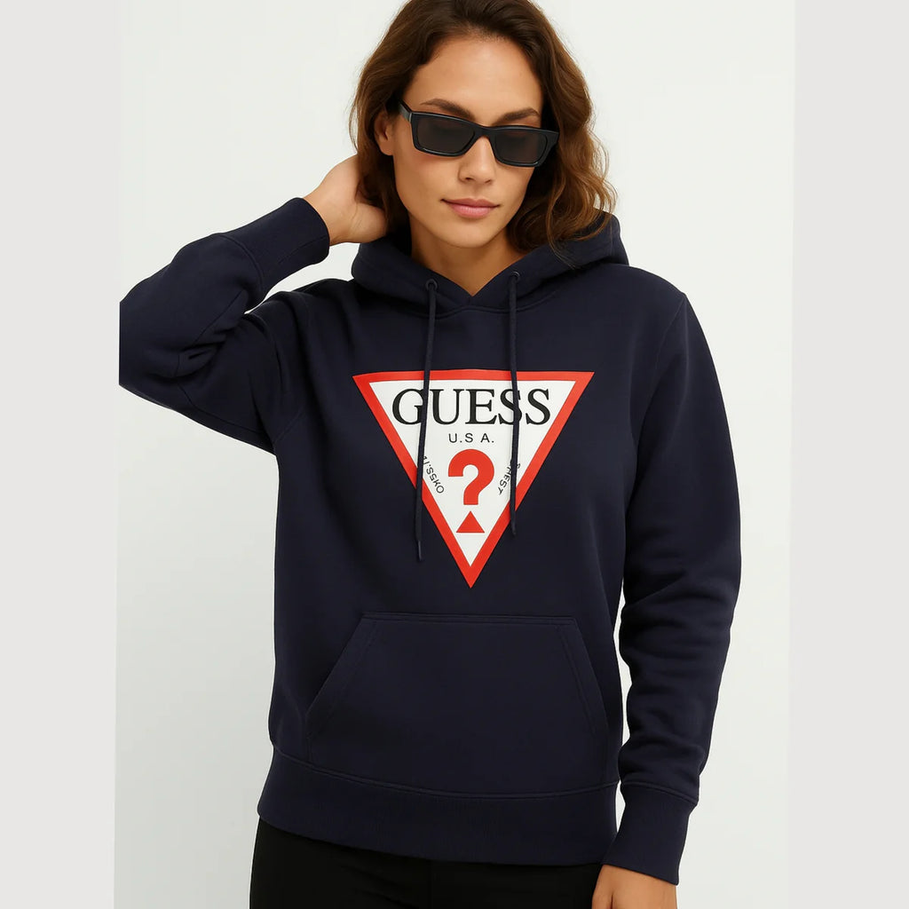 Guess Triangle Logo Womens Pullover- White