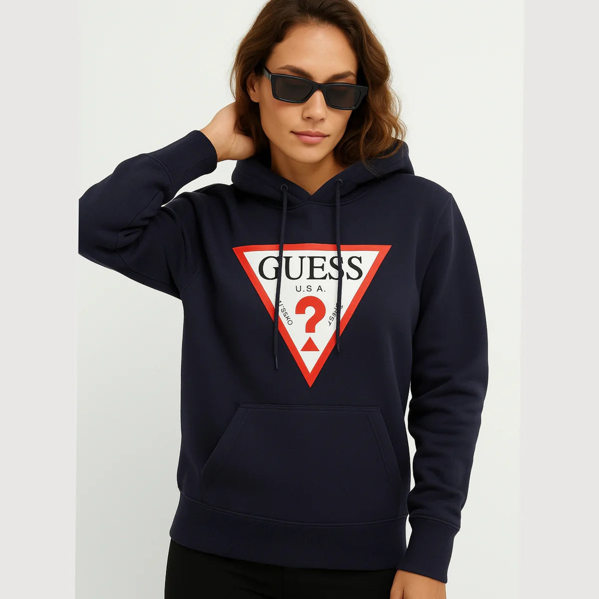 Guess Triangle Logo Womens Pullover- White