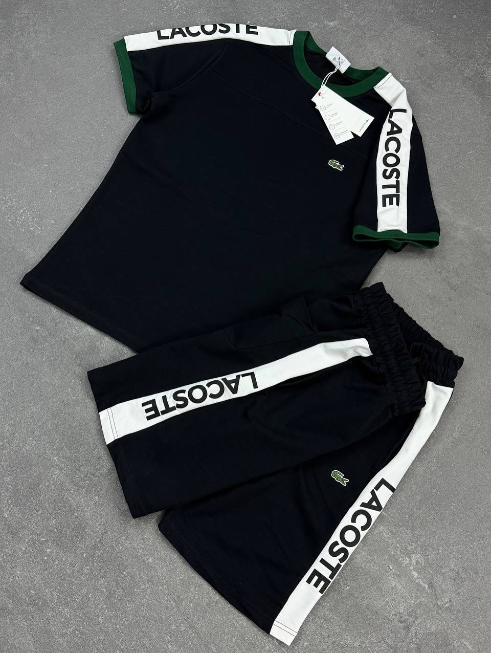 Lacoste Black Shorts Set