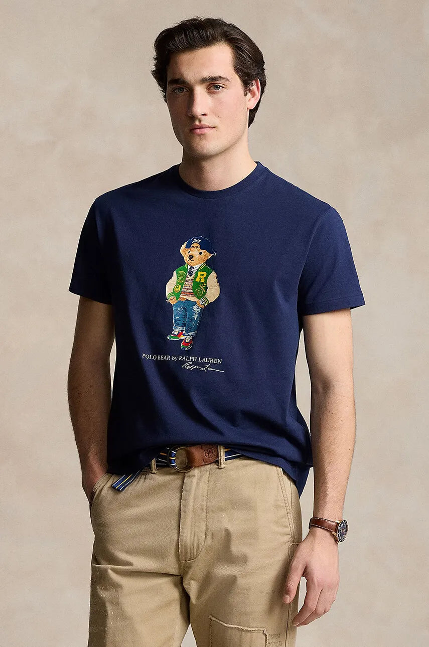 Polo Bear Cap Logo Tee - Navy