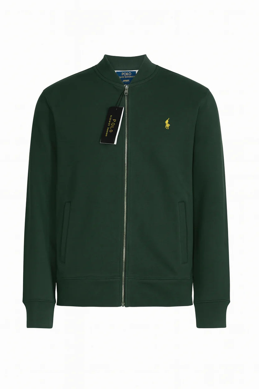 Polo Dual-Side Embroidered Zipper Hoodie – Green
