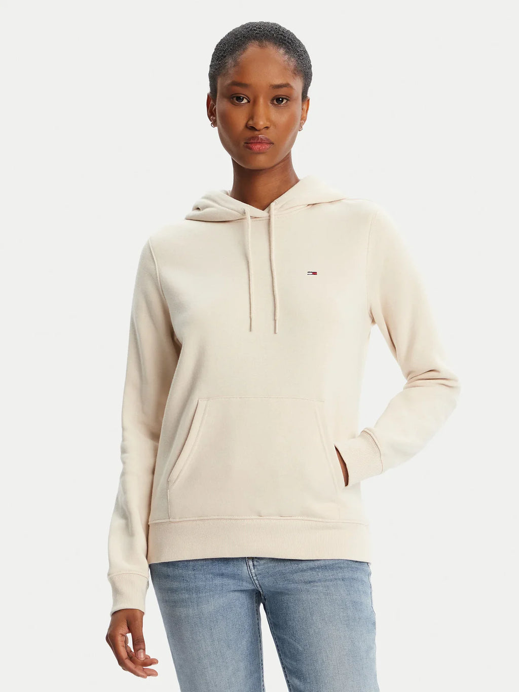 Tomy Flag Logo Women's Pullover Hoodie - Beige