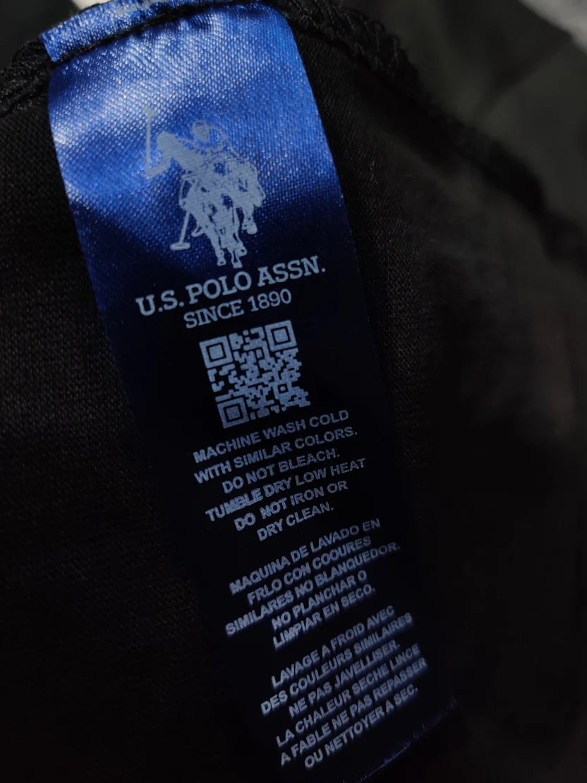 USPA Embroidered Logo Contrast Sleeves Tee - White