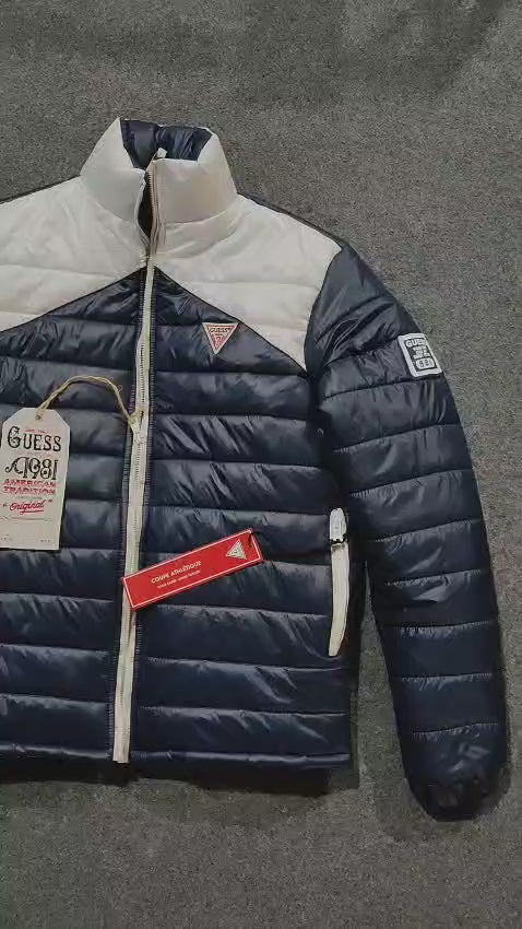 Gue?ss Down Puffer Jacket - Navy/White