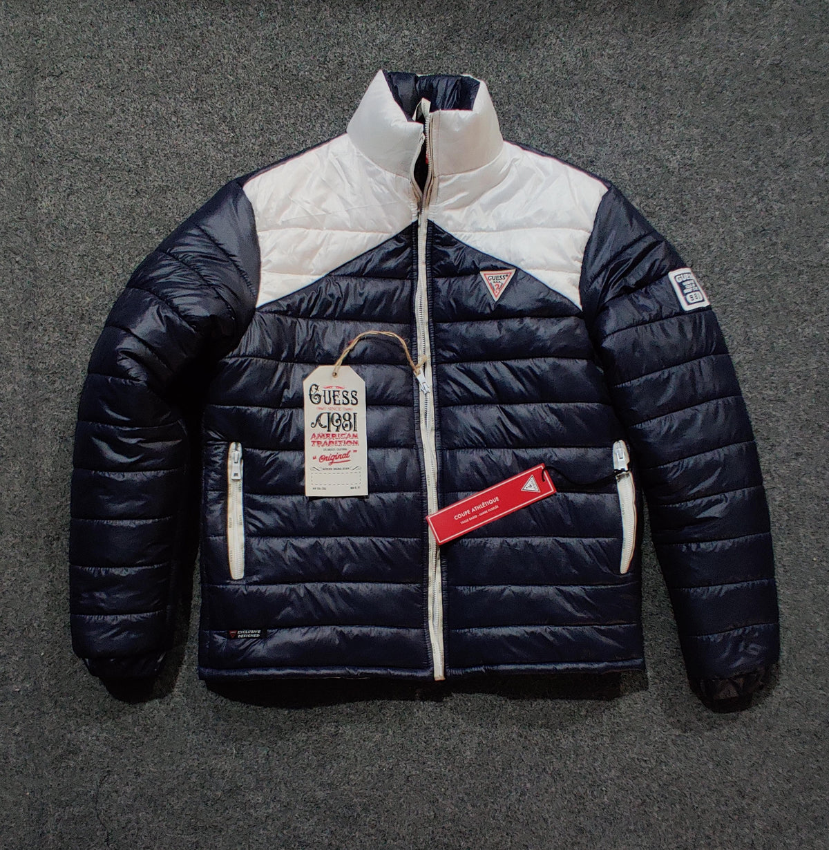 Gue?ss Down Puffer Jacket - Navy/White