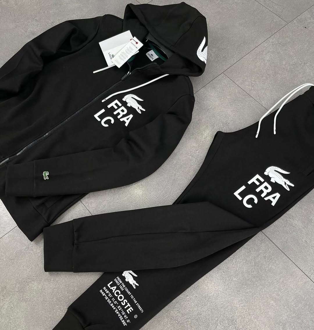 Lacoste FRA Tracksuit Zipper Hoodie with Sweatpant - Black