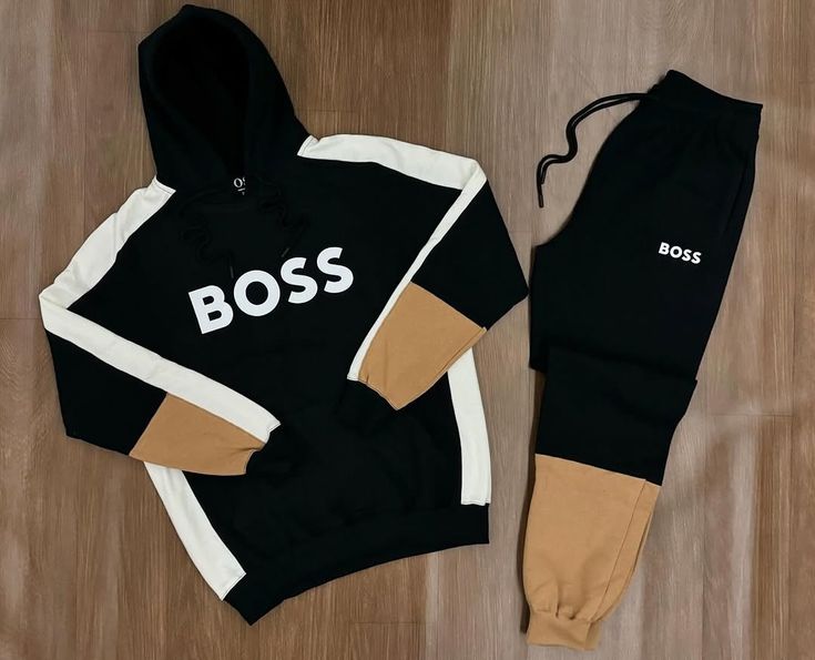 Boss Colorblock Fleece Tracksuit – Black